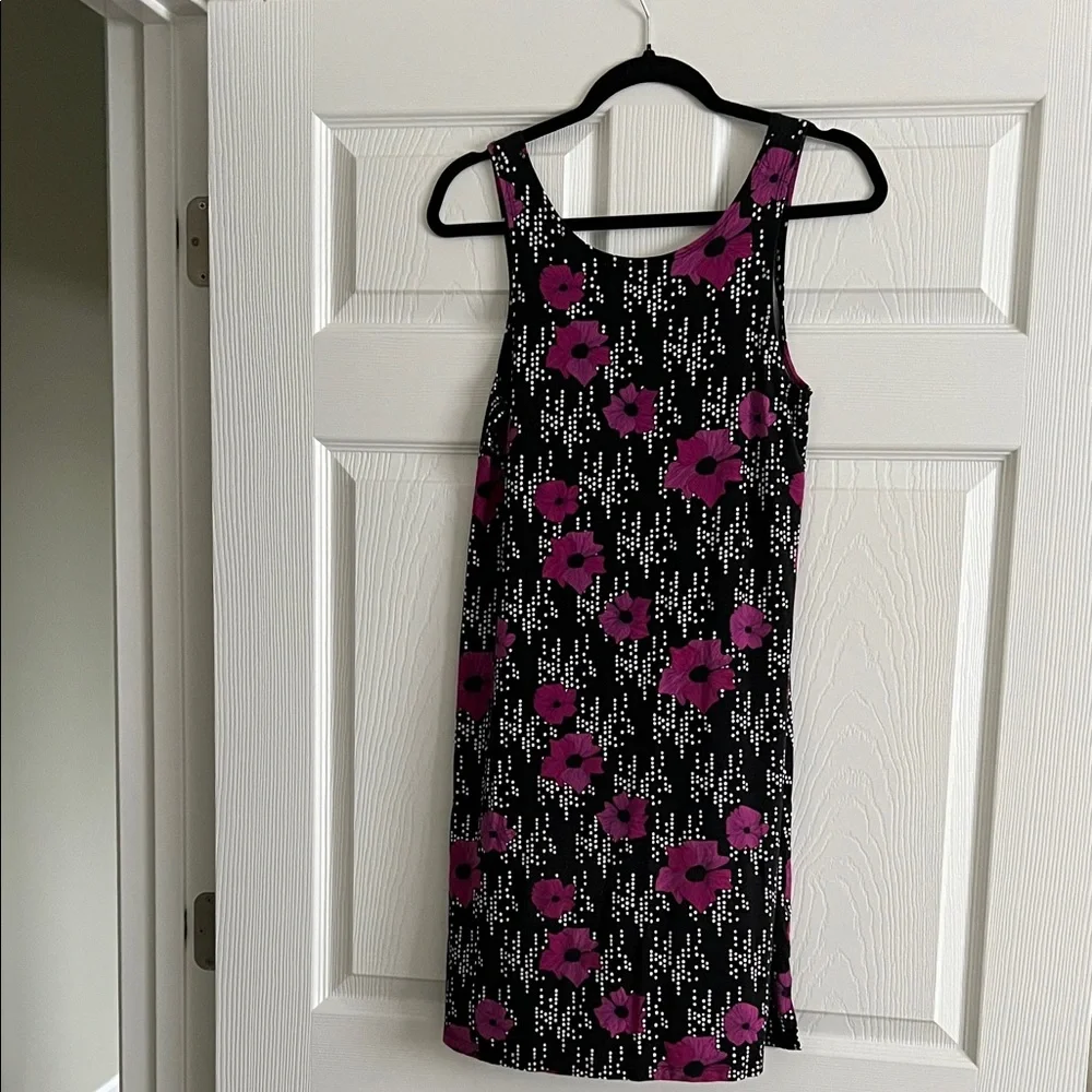 Fighting Eel Floral Black and Purple Sleeveless Dress - Picture 4 of 8